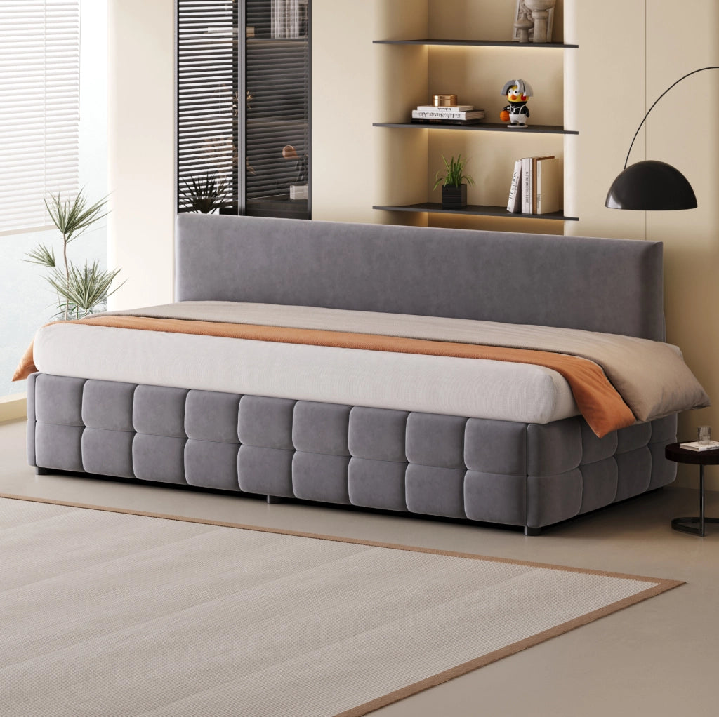 Letto singolo imbottito 90x200 cm con contenitore idraulico e schienale