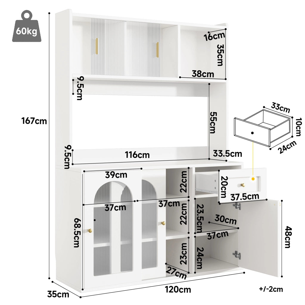 Mobile Buffet con LED e Ripiani Regolabili ¨C MINIMAL ¨C Bianco