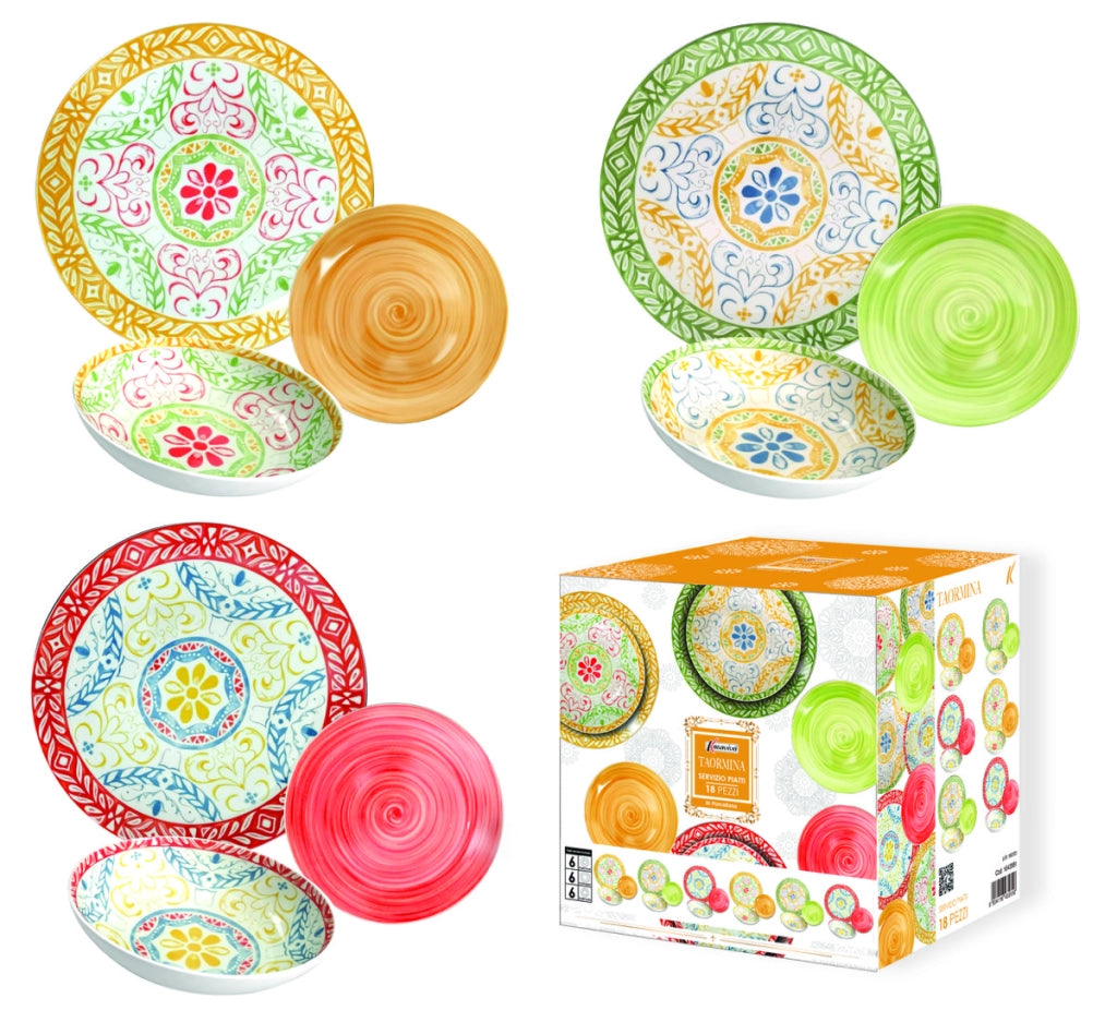 MAURY'S TAORMINA SERVIZIO DI PIATTI IN CONFEZIONE DA 18PZ MULTICOLORE