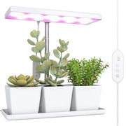 Lampada per Piante LED 30 Luci ¨C Xylo ¨C con 3 Vasi, Timer, Regolabile, 31.8x13.4x18.6-35.6 cm, Bianco