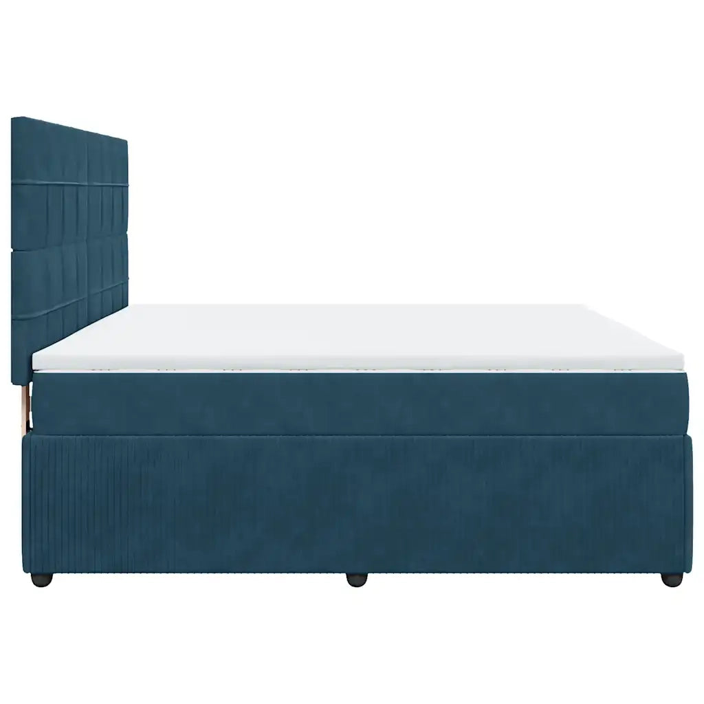 Giroletto a Molle con Materasso Blu Scuro 180x200 cm in Velluto 3292410
