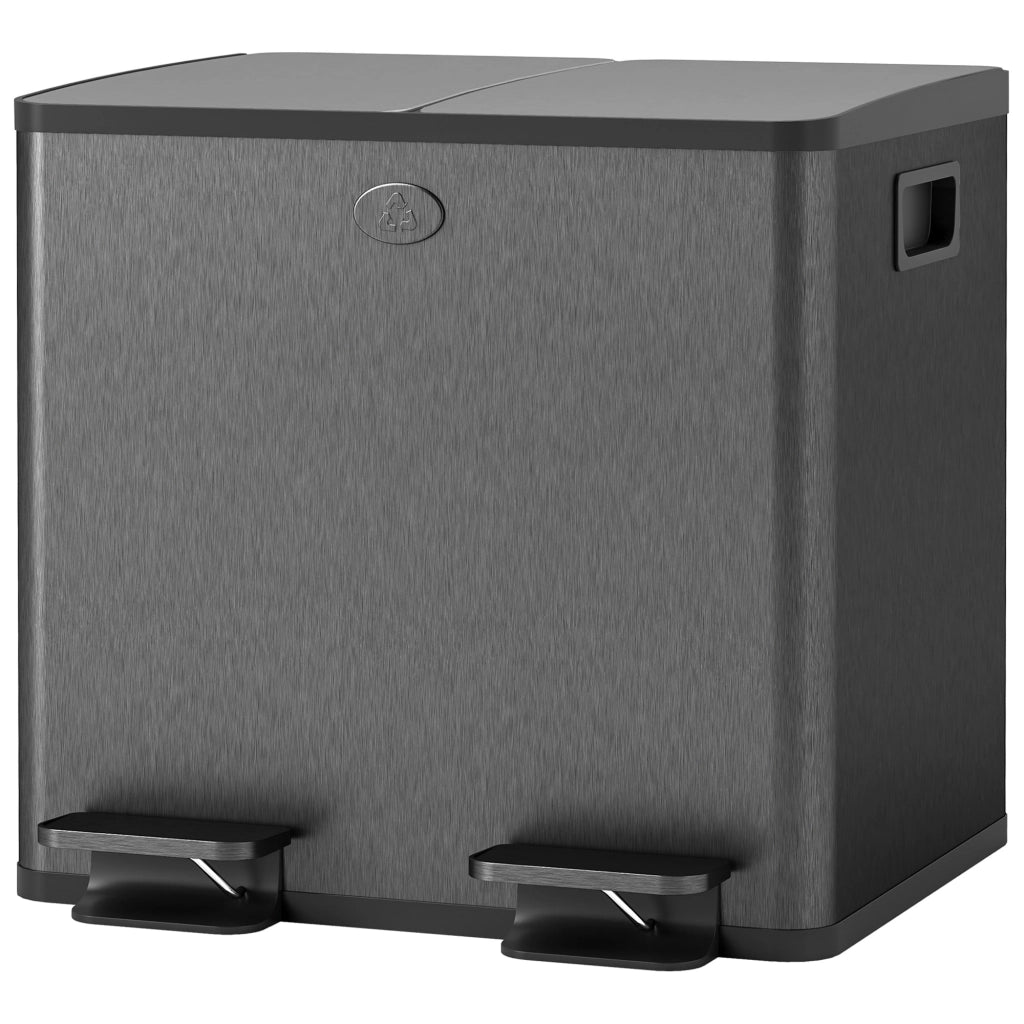 Doppio Cestino per Rifiuti ¨C zephmum ¨C Nero, Acciaio Inox, Plastica, 15 Litri