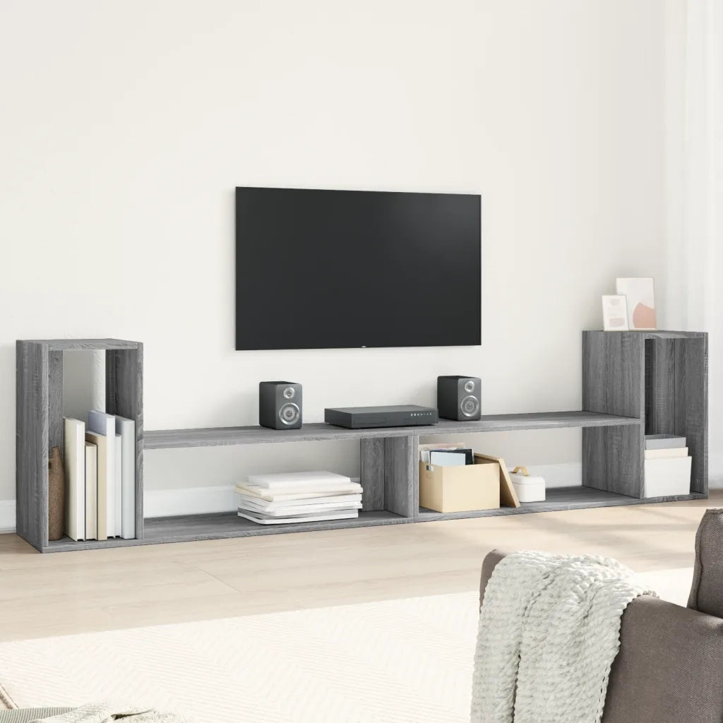 Mobili TV 2 pz-Credenza per TV Grigio Sonoma 100x30x50 cm in Legno Multistrato