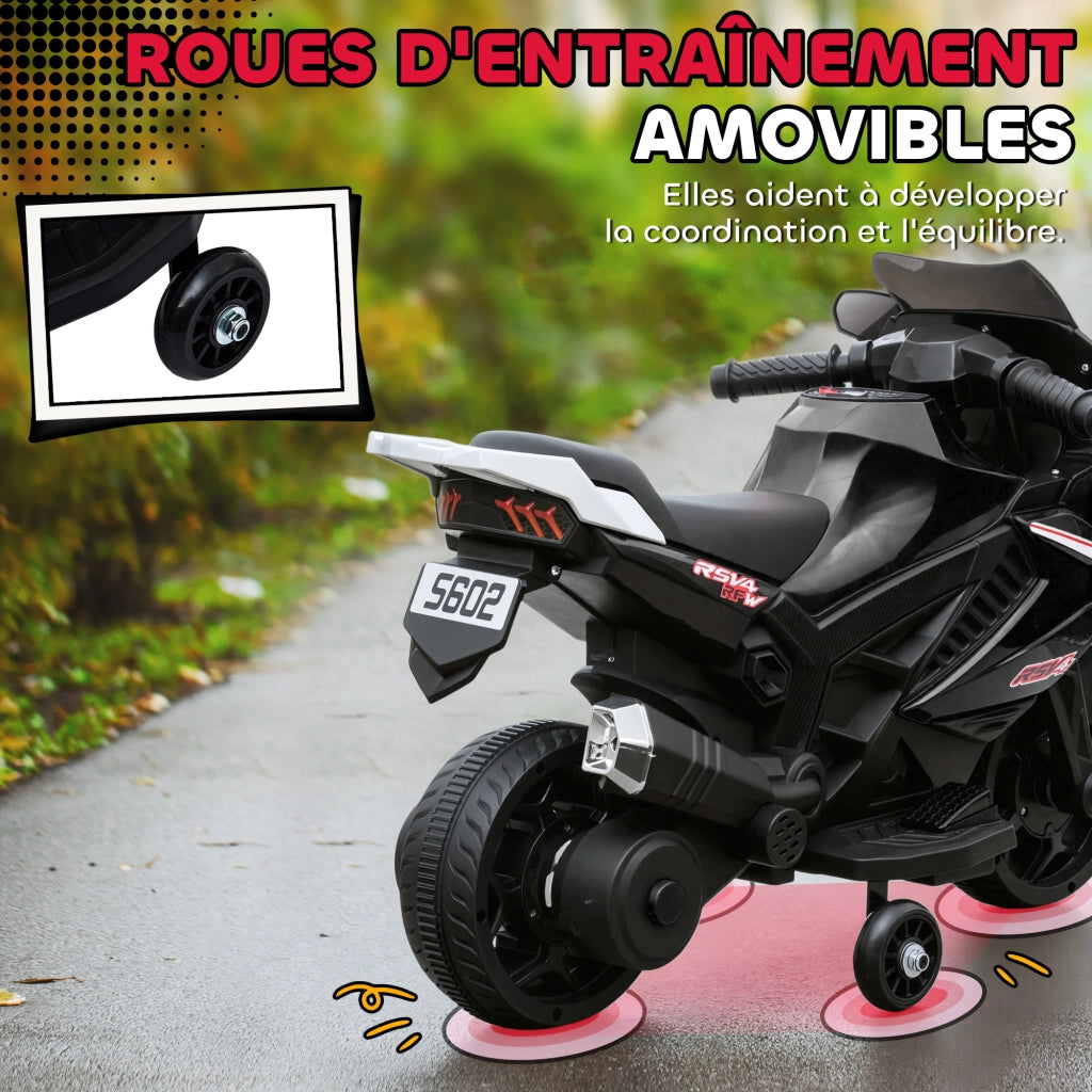 Moto Elettrica Bambini 6V ¨C Xylo ¨C Nero con Luci e Suoni 75x36x49cm