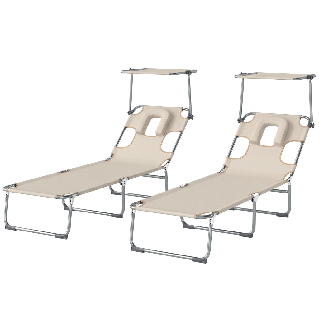Poltrone Reclinabili Pieghevoli con Cuscini ¨C Minimal ¨C Tessuto Beige