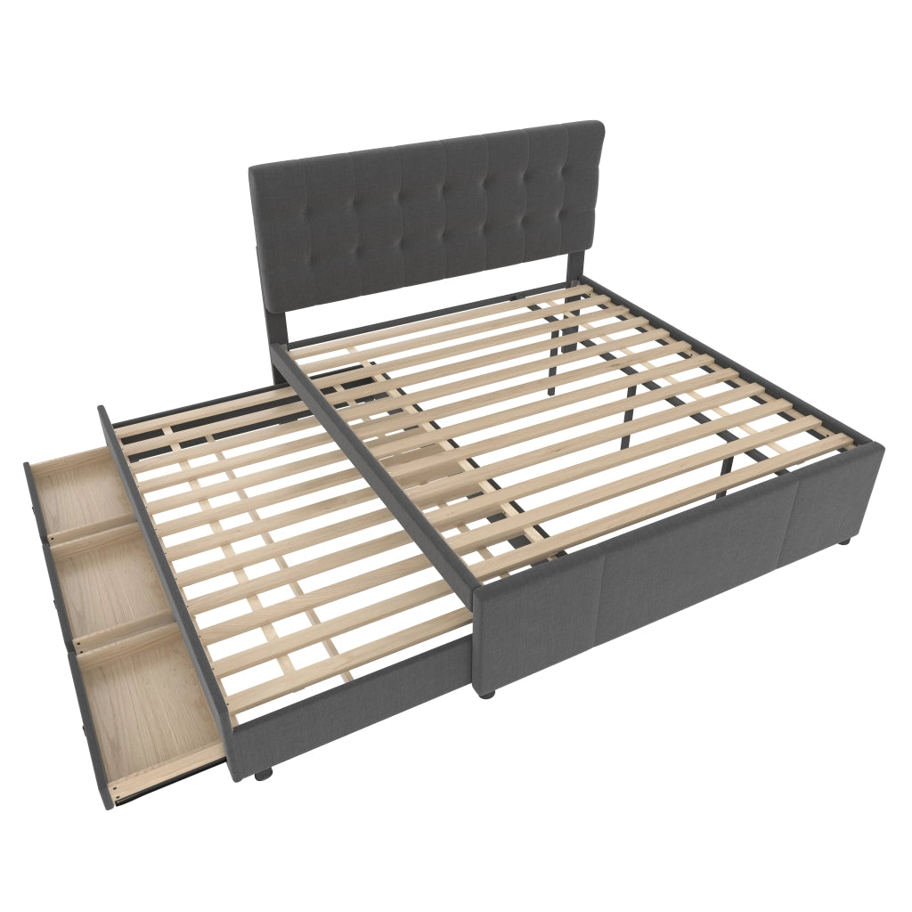 letto imbottito lino grigio 140 x 200 cm