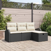 Set di divani con cuscino 4 pcs Nero e Crema polyrattan