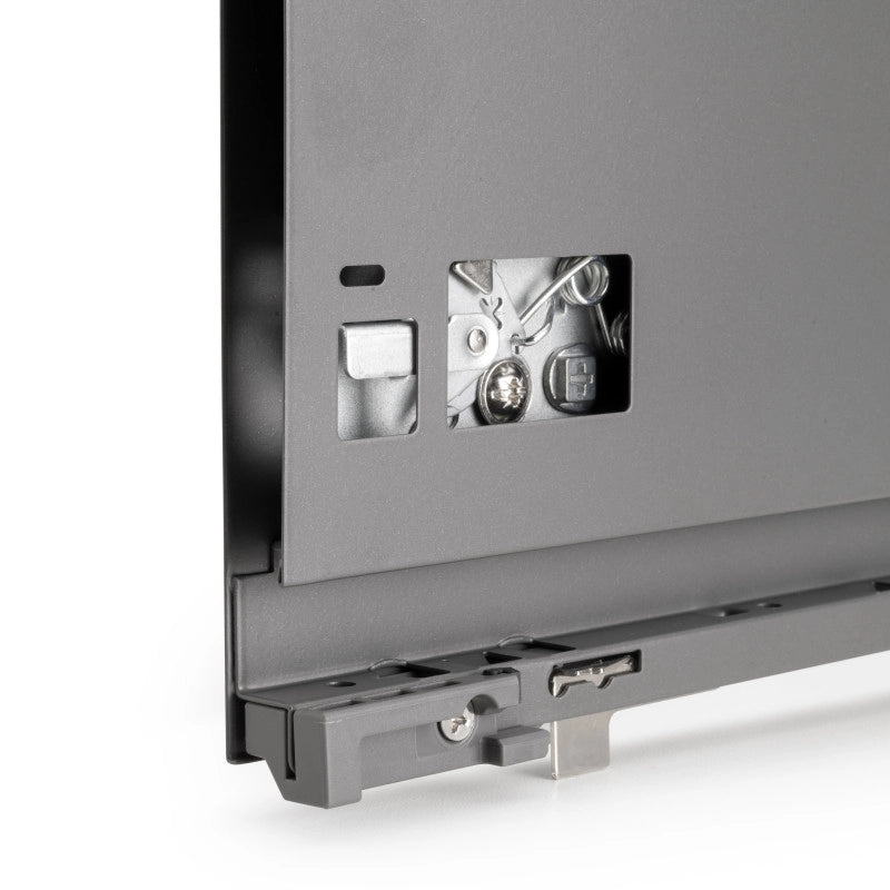 Cassetto esterno Vertex con regolazione 3D altezza 93mm, 40kg, spessore del pannello di 18mm, profondità 350mm, Acciaio