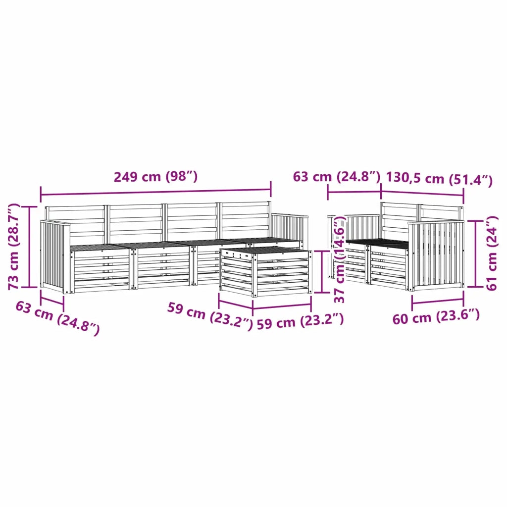 Set di divani da esterno 7 pcs Bianco Legno di Acacia Massello 3391429