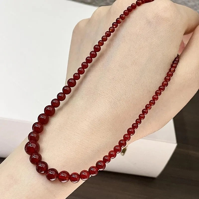 Collana vintage in agata rossa fatta a mano, regalo di Natale per donna, regalo di compleanno