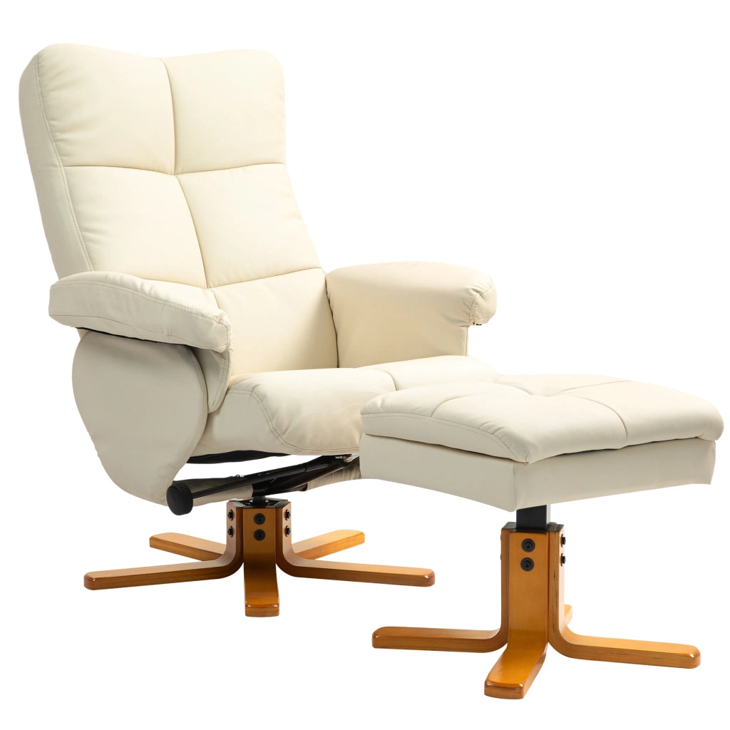 Poltrona relax girevole 360¡ã con poggiapiedi reclinabile ¨C Xylo ¨C tessuto crema 80x86x99