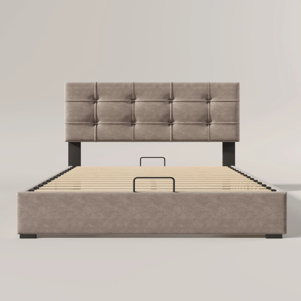 letto imbottito velluto grigio chiaro 140 x 200 cm