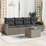 Set Divano da Giardino 5 pz con Cuscini Grigio in Polyrattan 3253427