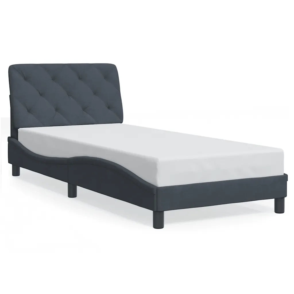 Letto singolo | Letto per adulti | Giroletto senza Materasso Grigio Scuro 80x200 cm Velluto