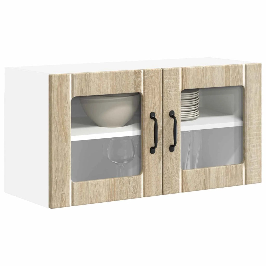 Pensile da cucina | Mobile in vetro da parete LUCCA Rovere Sonoma 80 x 31 x 40 cm