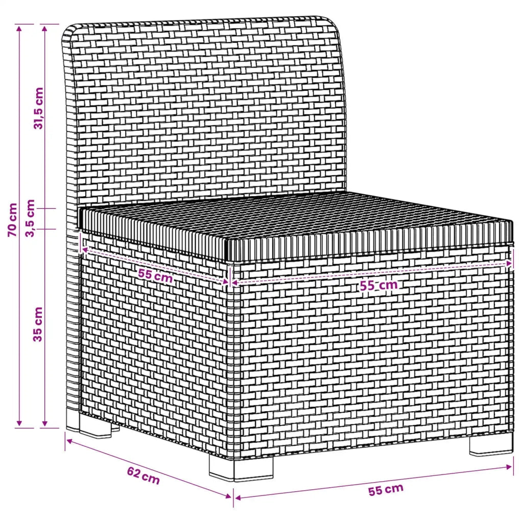 Divano da esterno-Divano da Giardino a 1 Posto con Cuscino Aspetto Rattan PP 267769