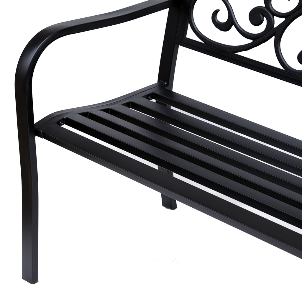 Panchina da giardino 3 posti ¨C Xylo ¨C metallo nero 127x60x85 cm