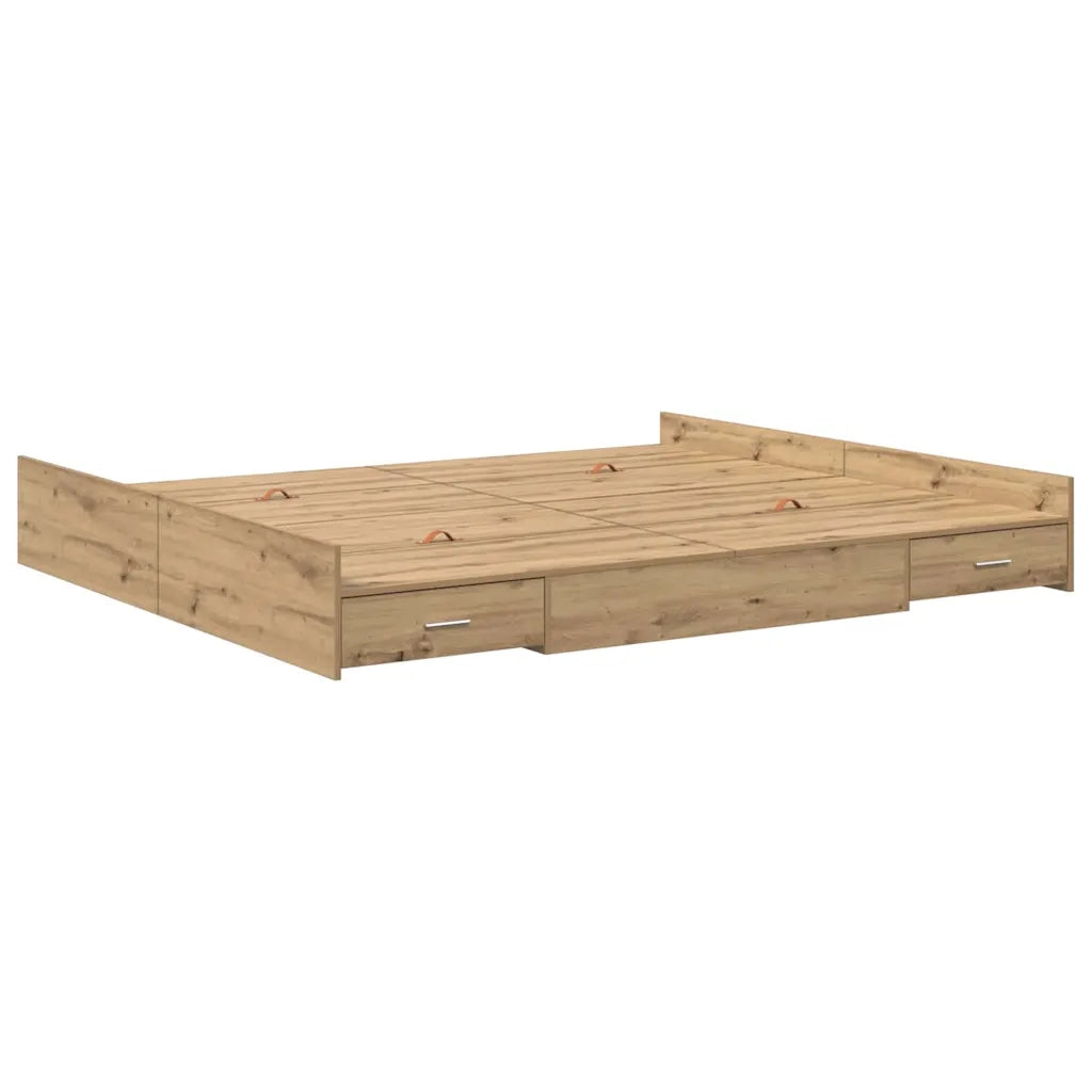 Struttura letto con contenitore Rovere artigianale 200 x 200 cm 3335268
