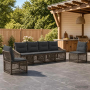 Set Divano da Giardino 6 pz Grigio polyrattan 3435968