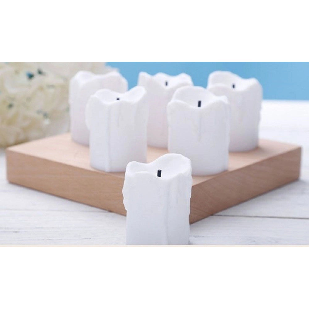 Trade Shop - Set 12 Candele In Finta Cera Con Luce Led Effetto Fiamma Lumini Per Decorazione -