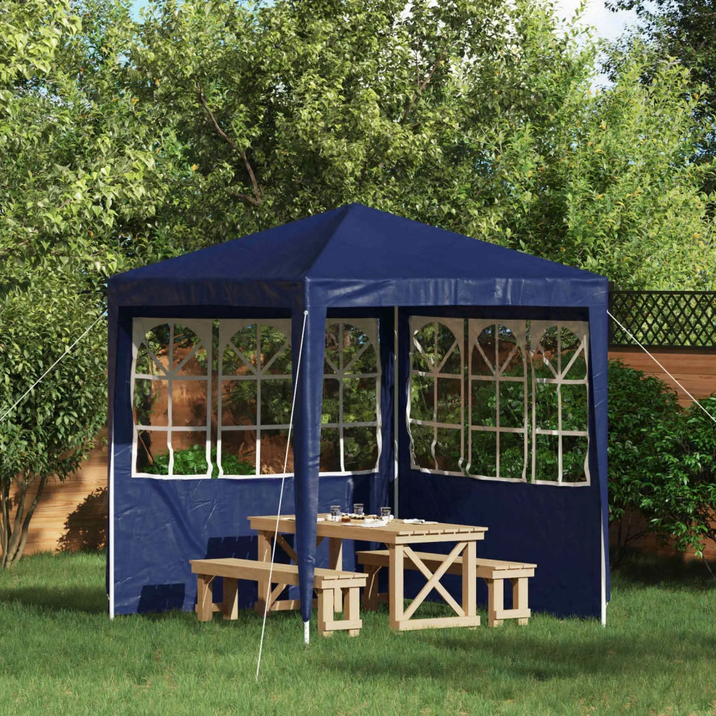 Parete per tenda da festa 2 pz 200 x 195 cm Blu PE e Acciaio CFW8771530