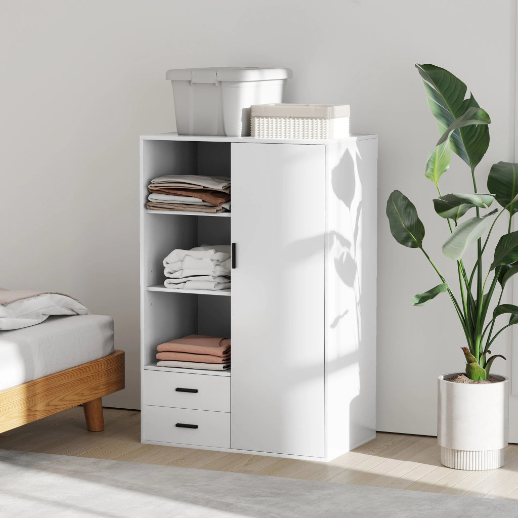 Armadio con Cassetti e Ripiani Aperti ¨C Minimal ¨C Bianco 80x50x124 cm