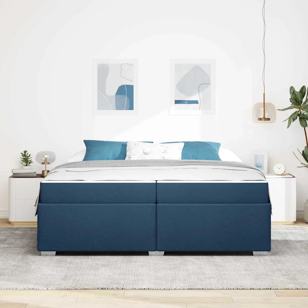Struttura del letto con materasso Blu 200 x 200 cm Tessuto