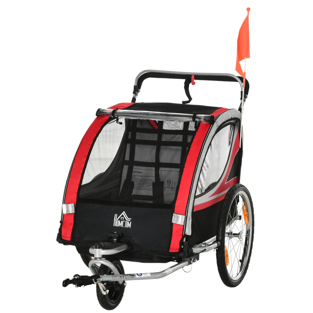 Rimorchio bici per bambini 2 in 1 convertibile in passeggino jogger ¨C Xylo ¨C capacit¨¤ 26,4 kg, rosso