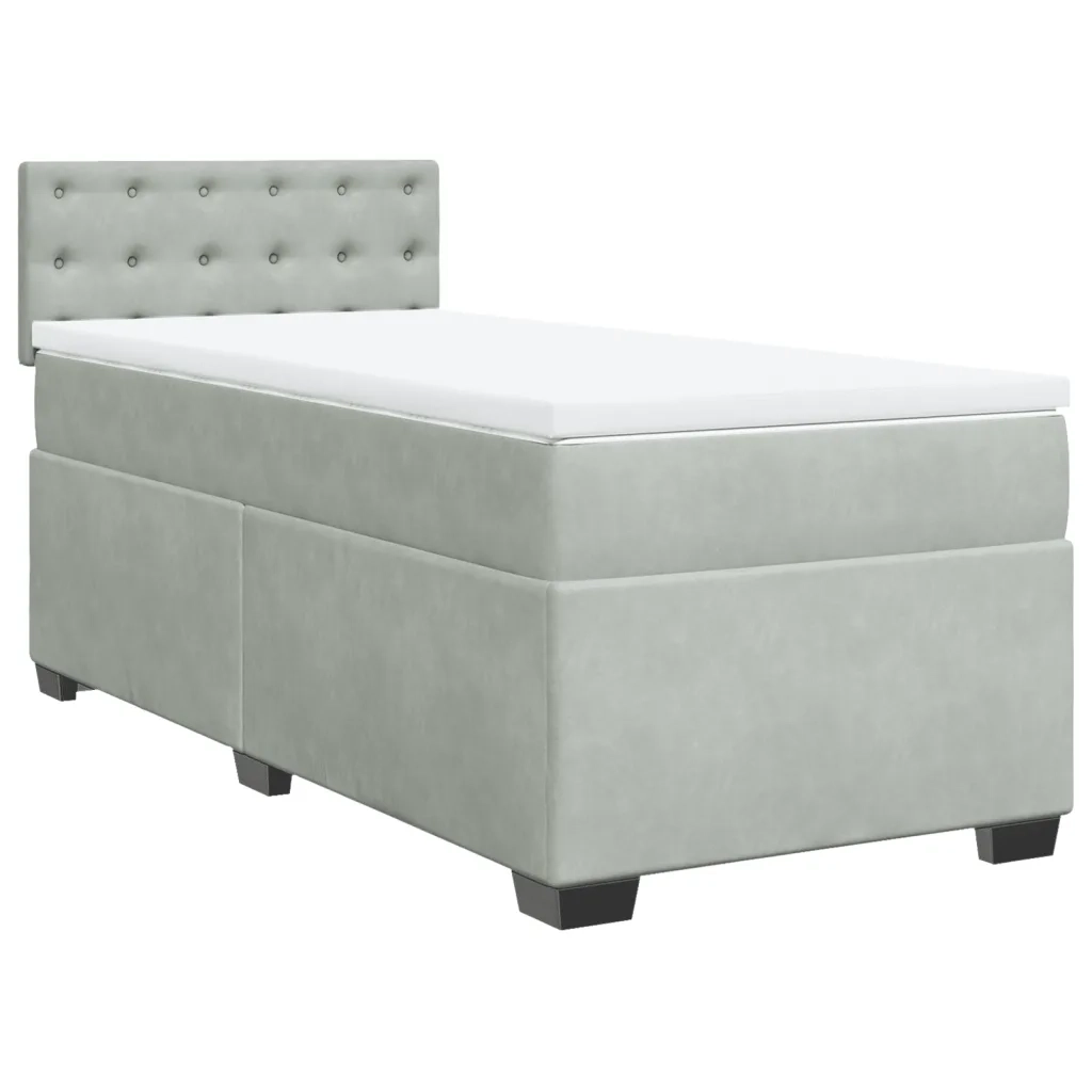 Giroletto a Molle con Materasso-Struttura Letto Grigio Chiaro 90x200 cm Velluto 415291