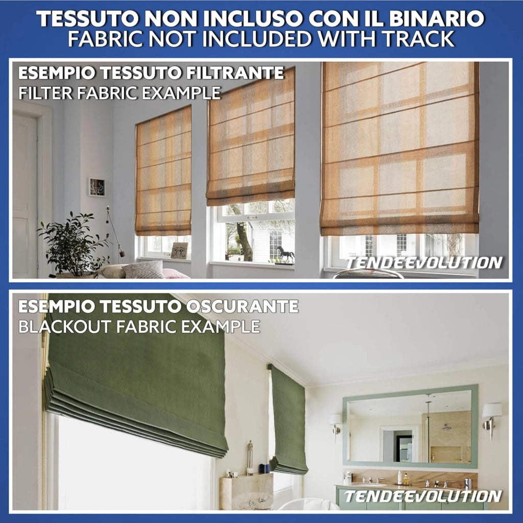 BASTONE BINARIO PER TENDA A PACCHETTO CON 3 CALATE A SGANCIO RAPIDO IN ALLUMINIO BIANCO LUNGHEZZA 120 CM Attacco Parete COMANDO A DESTRA