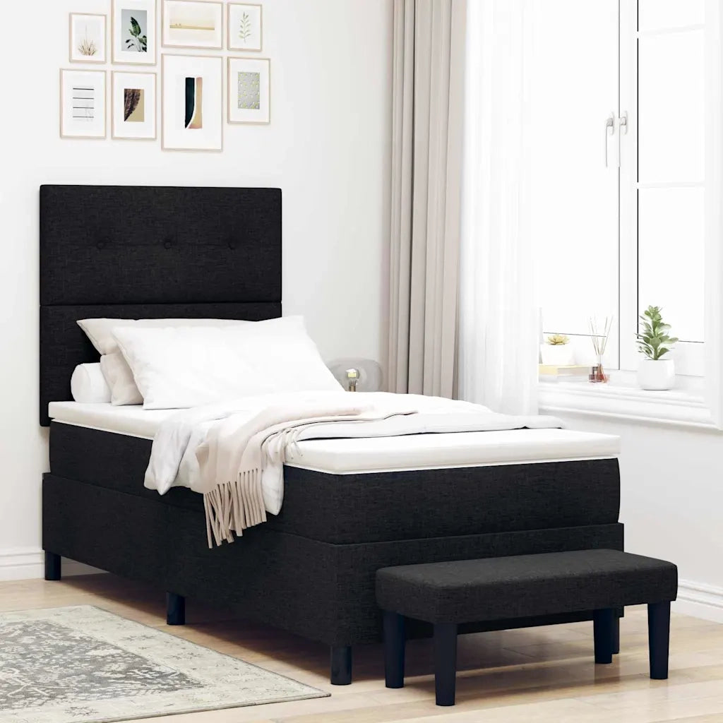 Letto a molle con materasso Nero 100 x 200 cm Tessuto