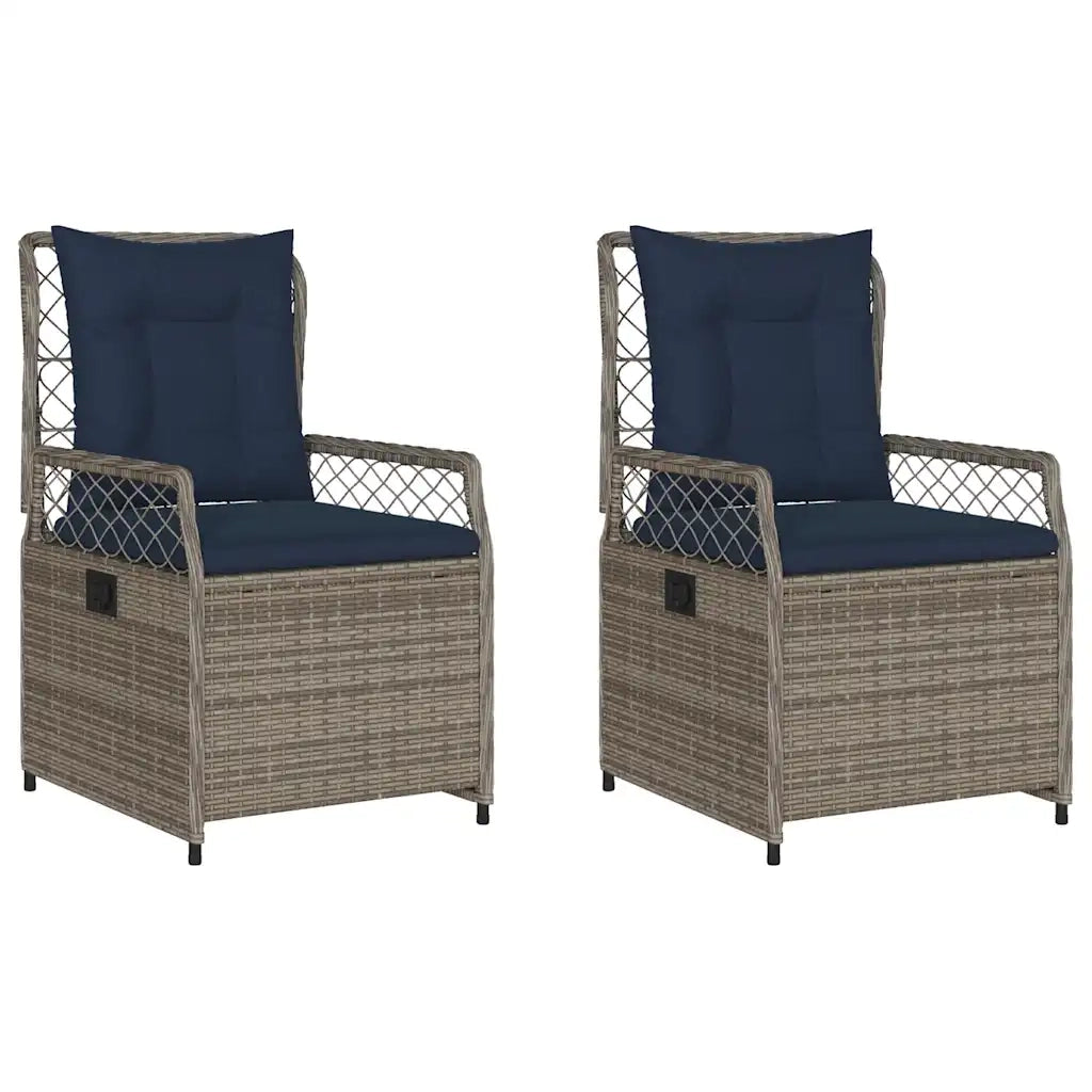 Sedie da giardino reclinabili 2 pz in Polyrattan Grigio 368668