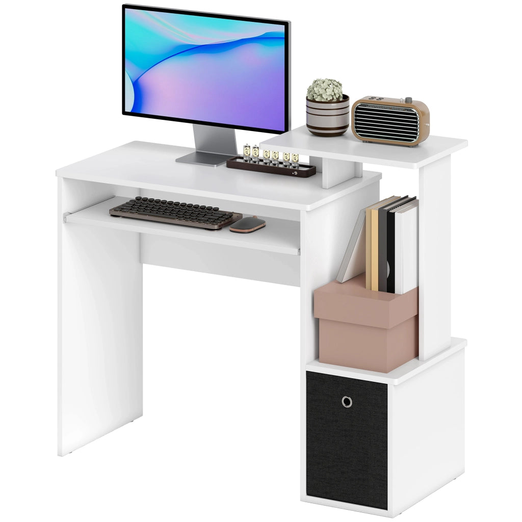 Scrivania per computer con cassetti e scaffale ¨C Minimal ¨C nero bianco 90x50x75