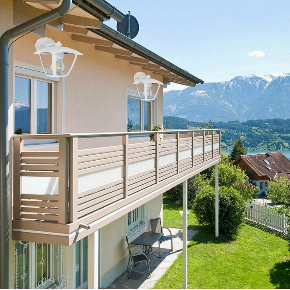 LAMPADA DA PARETE PER ESTERNO IP44 BIANCA CON ATTACCO E27 - DESIGN LANTERNA IN ALLUMINIO E PVC IDEALE PER GIARDINI TERRAZZE