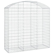 Cesto gabbione recinzione a gabbia muro di contenimento ad arco 150 x 50 x 140/160 cm ferro zincato argento 02_0039982