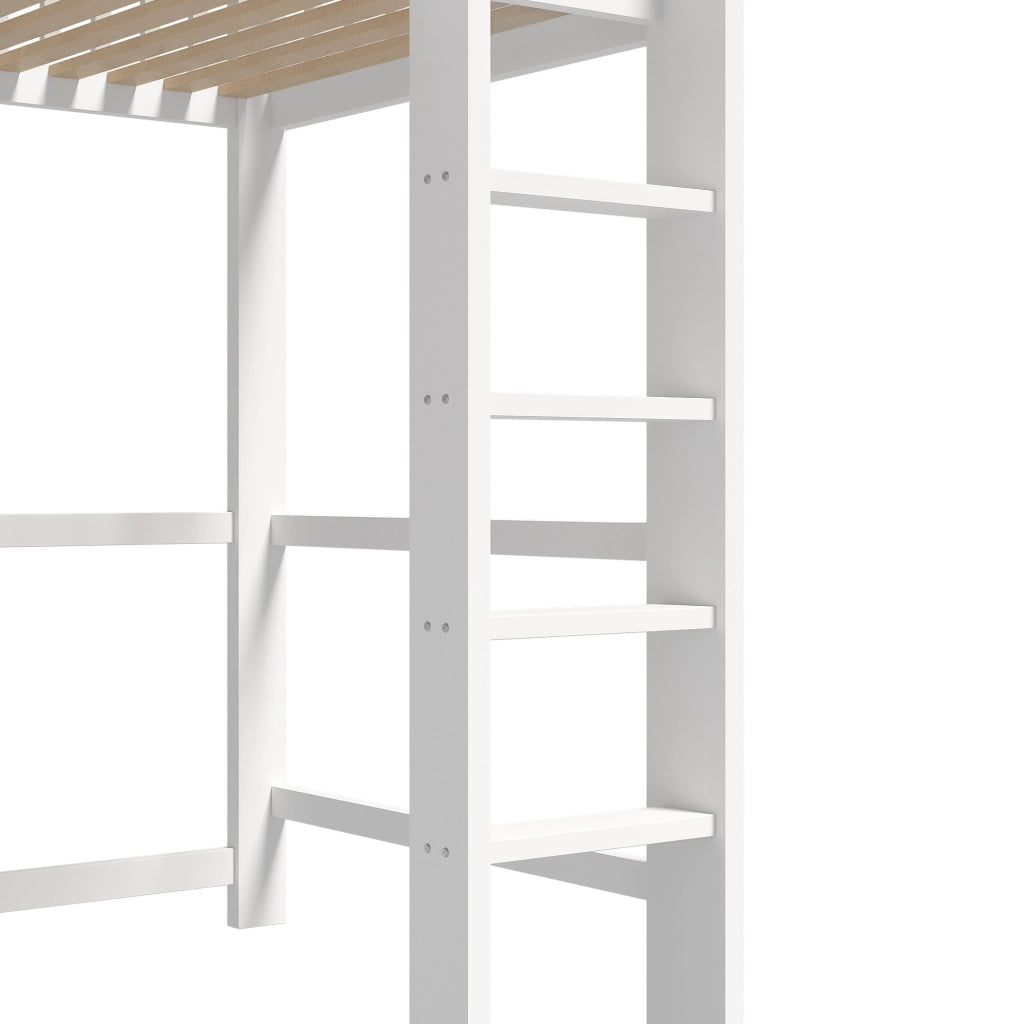 Letto a soppalco 90x200 cm con scrivania e 3 cassetti bianco