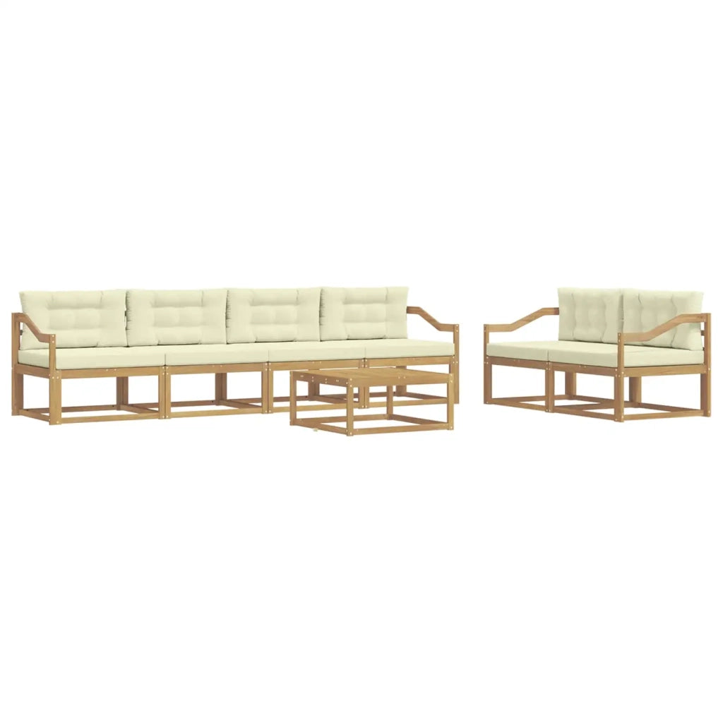 Set di divani da esterno 6 pz Bianco e Crema 3386109