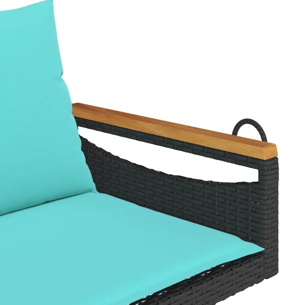 Panchina a Dondolo con Cuscini Nera 109x62x40 cm in Polyrattan 368151