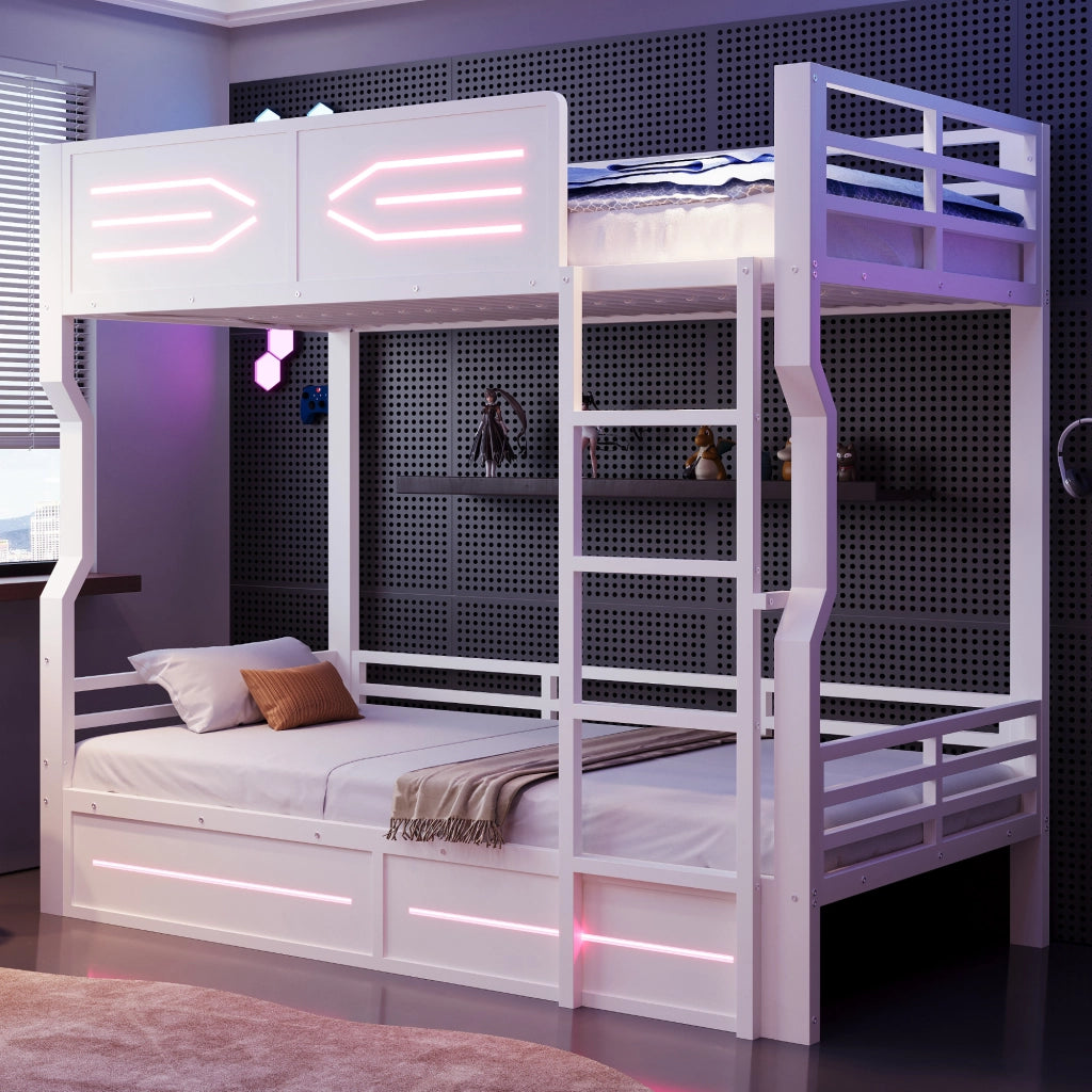 letto a castello mdf metallo bianco 90 x 200 cm