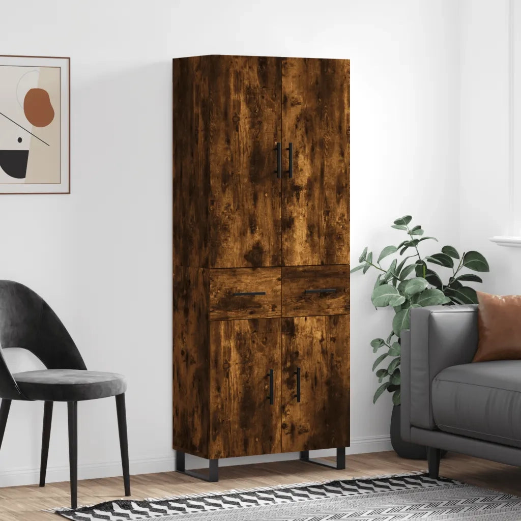 Credenza-Buffet-Armadio da cucina Rovere Fumo  69,5x34x180 cm in Legno Multistrato 153871
