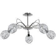 Plafoniera Marlena Alfa cromata 5xE14 con cristalli