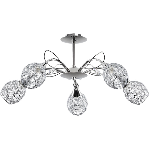 Plafoniera Marlena Alfa cromata 5xE14 con cristalli
