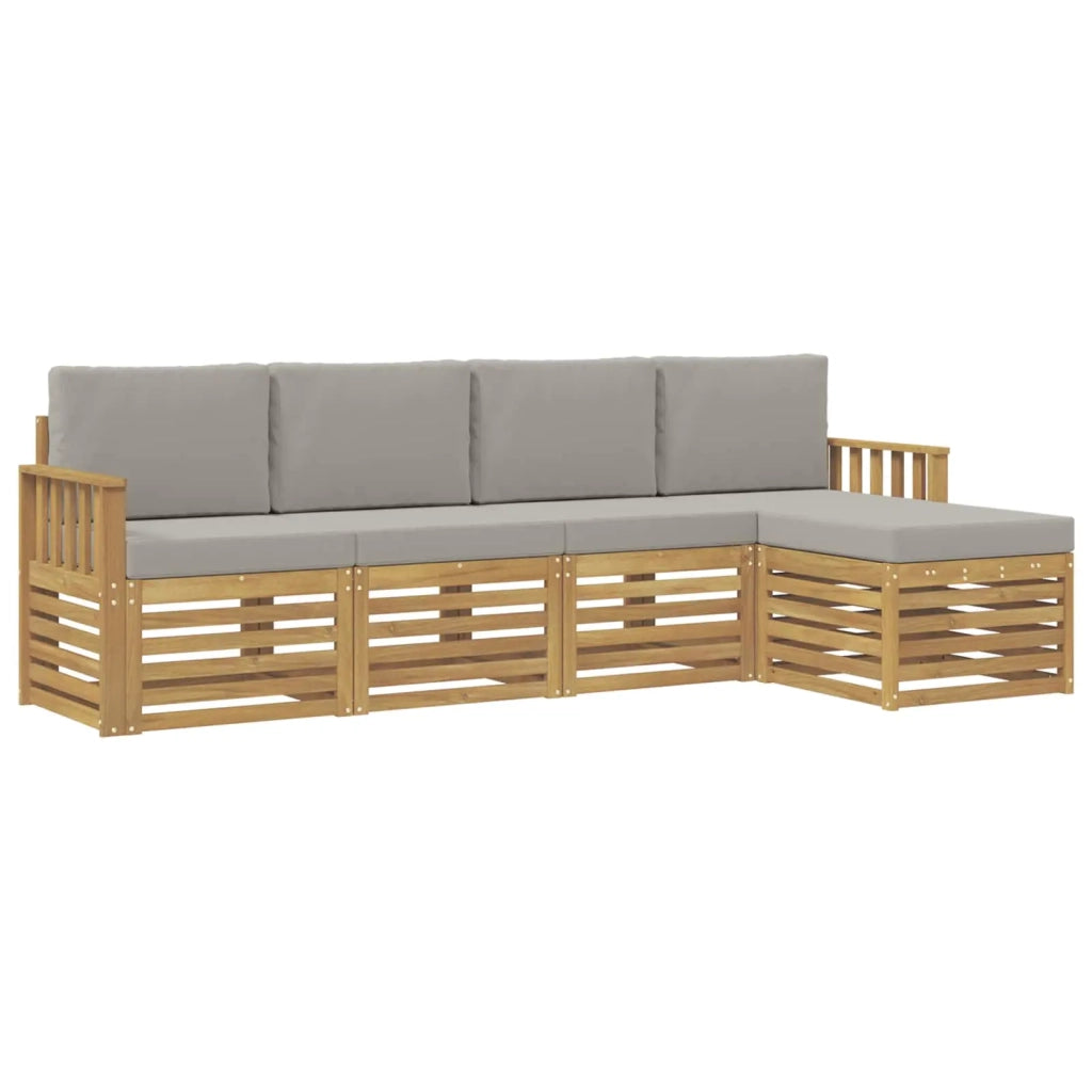 Set di divani da esterno 5 pcs Bianco e Grigio Chiaro 3391666