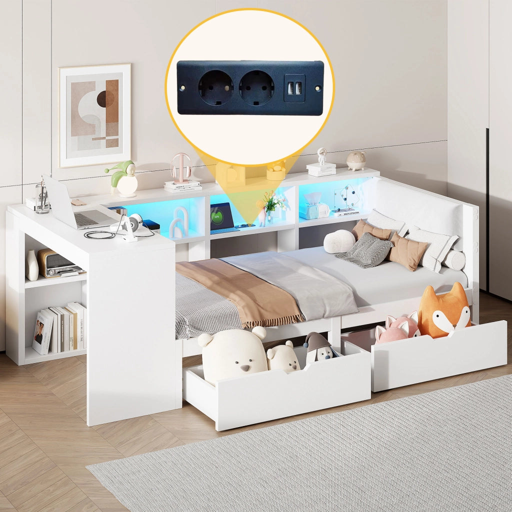 letto piattaforma in mdf e compensato bianco 90 x 200 cm