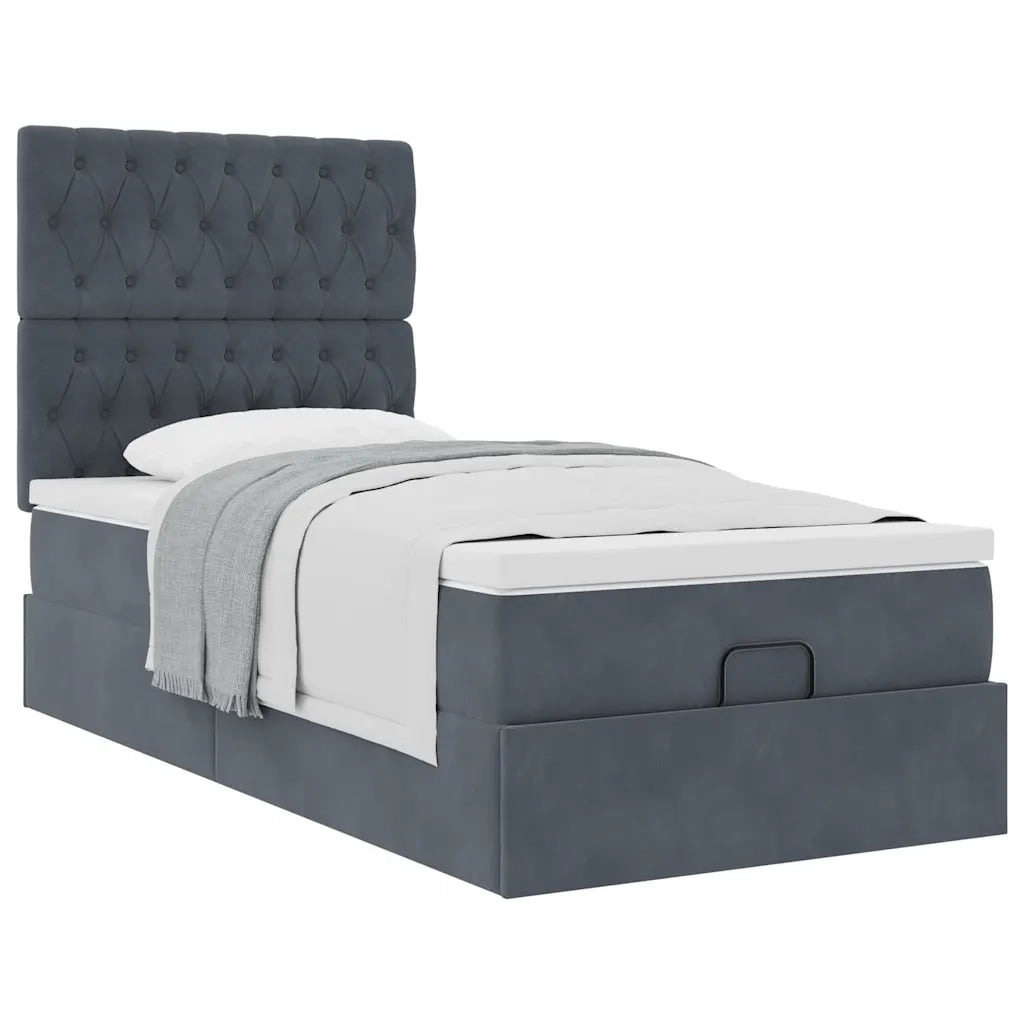 Struttura Letto Pouf con Materassi 90x200 cm in Velluto 3313518