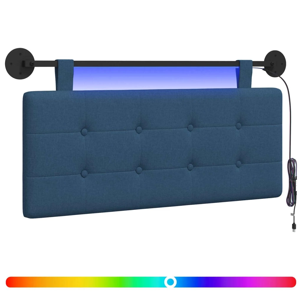 Testiera | Testata sospesa Con luce LED Blu Tessuto
