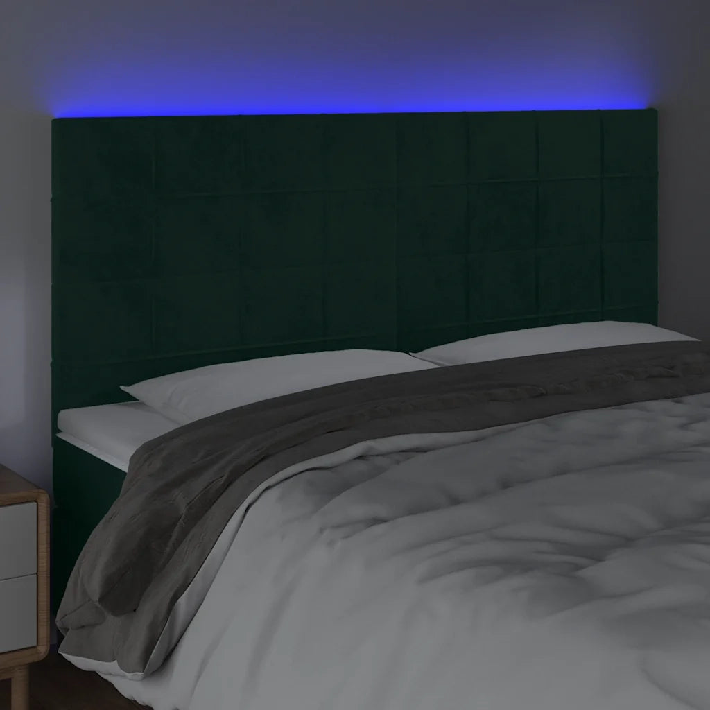 Testiera | Testata a LED Verde Scuro 160x5x118/128cm in Velluto