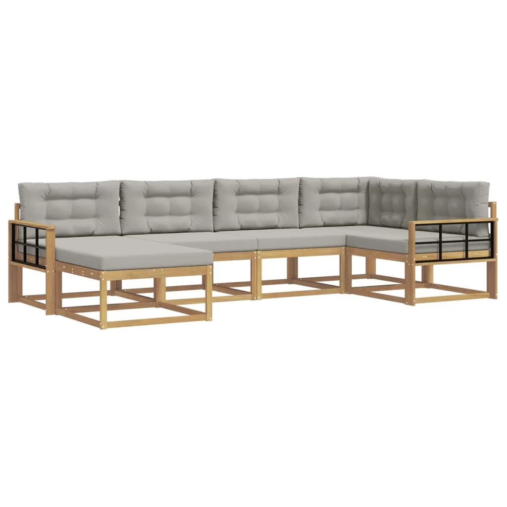 Set di divani da esterno 5 pz Bianco e Grigio Chiaro Poliestere 3386700