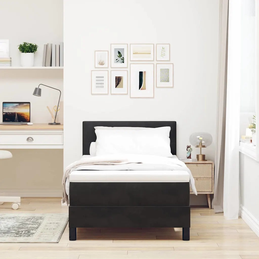 Letto a Sorgente LED con materasso Nero 100 x 200 cm Velluto 3342634