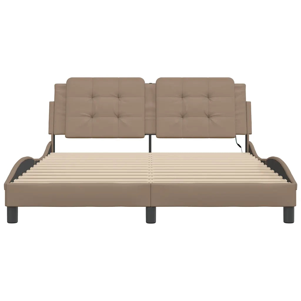 Letto matrimoniale | Letto per adulti | Giroletto con LED senza Materasso Zadar Cappuccino 160x200 cm